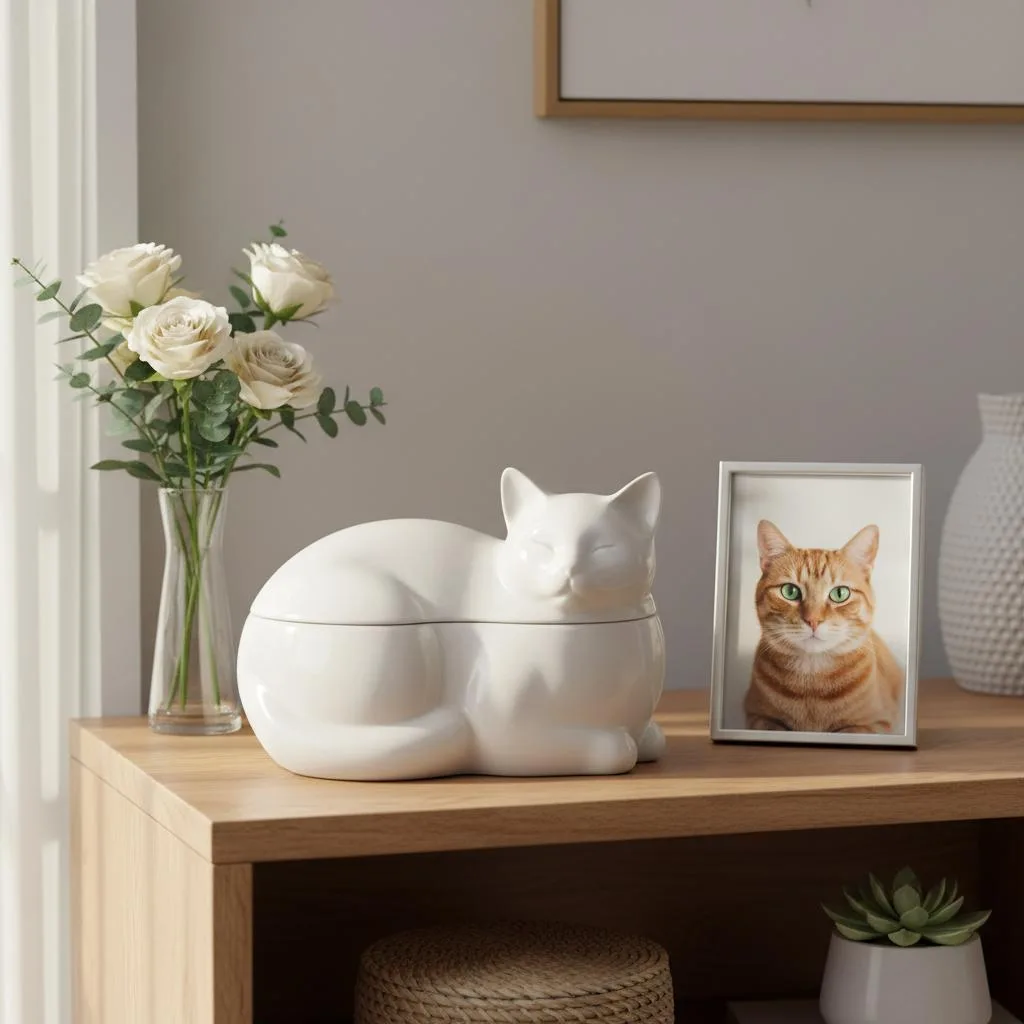 貓型陶瓷骨灰盅